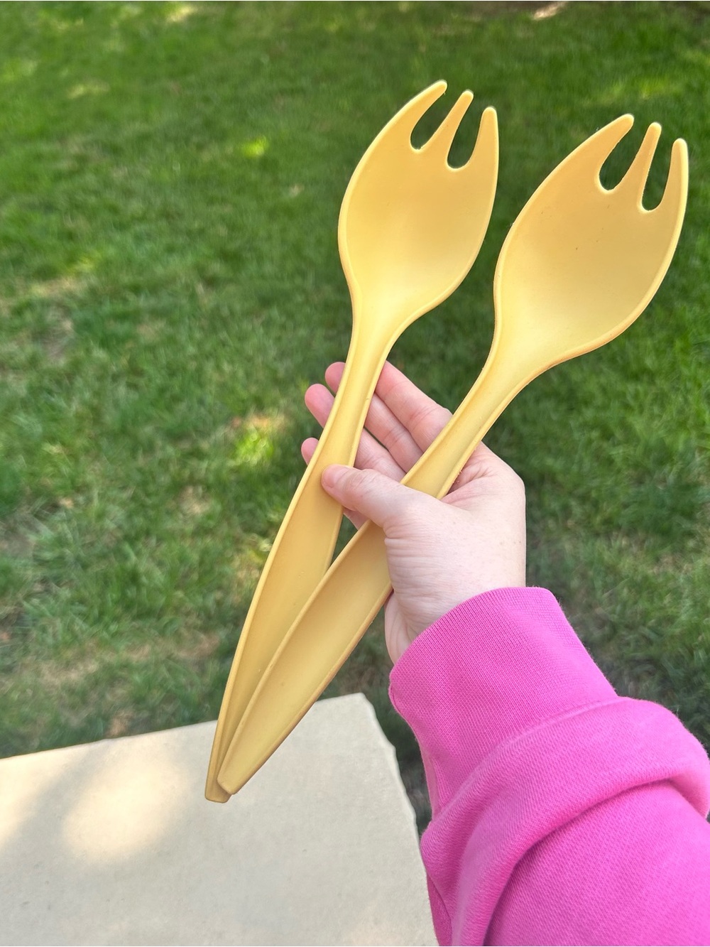 Set of 2 Vintage Tupperware Yellow Salad Forks